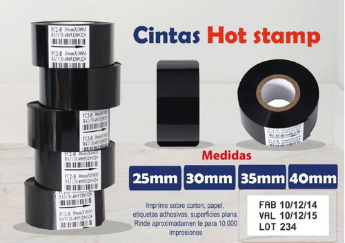 Cinta Térmica Negra/hot Stamp, Para Codificación 40mm*122m