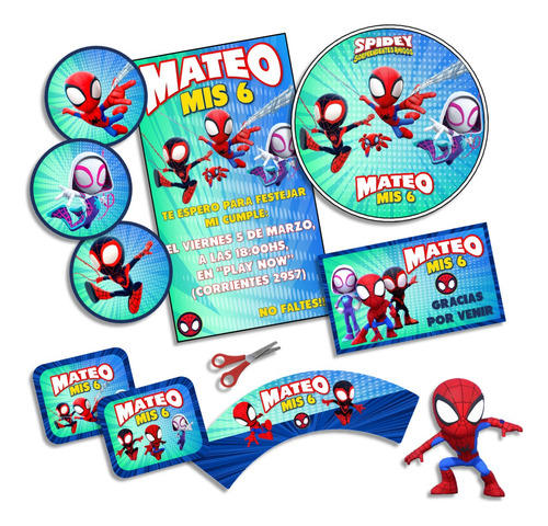 Kit Imprimible Spidey Y Sus Amigos Personalizado Cumple