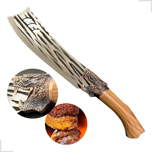 Faca Picanheira Lanterna Churrasco Artesanal Inox Rústico Cor Madeira