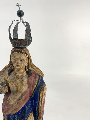 Imagem 5 de 9 de Antiga Santa Nossa Senhora Madeira Olho Vidro