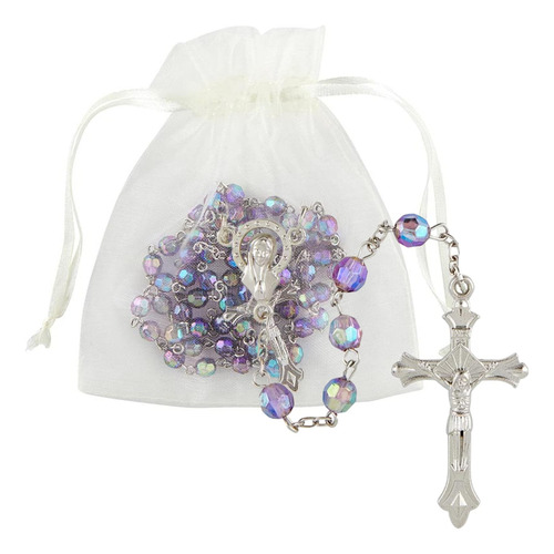 Rosario Católico De Cuentas Moradas Para Mujer, Hilo De De Y