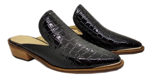 Suecos Cuero Platino Croco Negro #ss2020 Primavera Verano 