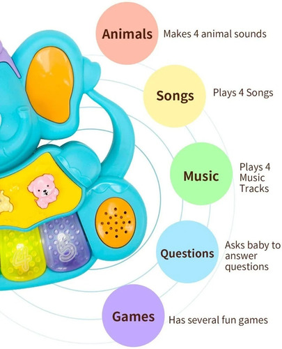 Imagen 5 de 8 de Piano Musical Para Bebe Con Musica Sonido,de Animales /luces