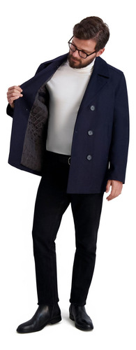 Peacoat Nautica Para Hombre, Clásico, Con Doble Botonadura,