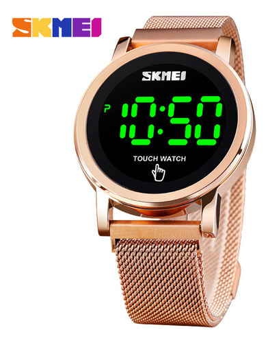 Reloj Electrónico Casual Para Hombre Con Led Dorado