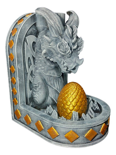 Porta Quemador De Incienso Estilo Huevo De Dragon Color Piedra Y Dorado