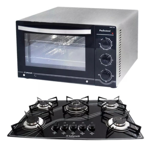 Kit Forno Lady Inox 45l + Cooktop Tripla Chama Safanelli