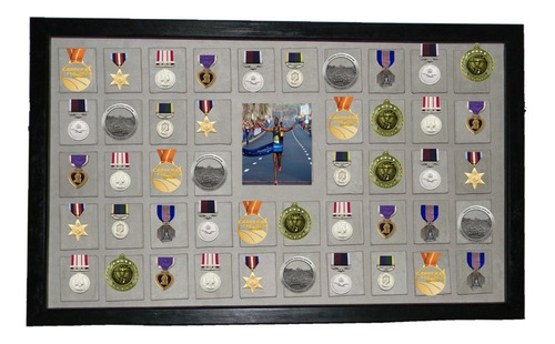Medallero Cuadro Porta Medallas 46 Espacios + Foto Runing