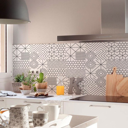 Imagen 2 de 2 de Azulejos Pvc Adhesivos B/n Laminas 120x60