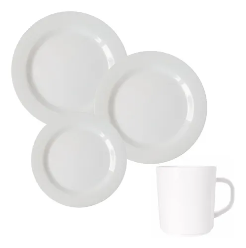 Set De Vajilla 18 Piezas Juego Platos Vidrio Templado Opal Color Blanco  Semicuadrado