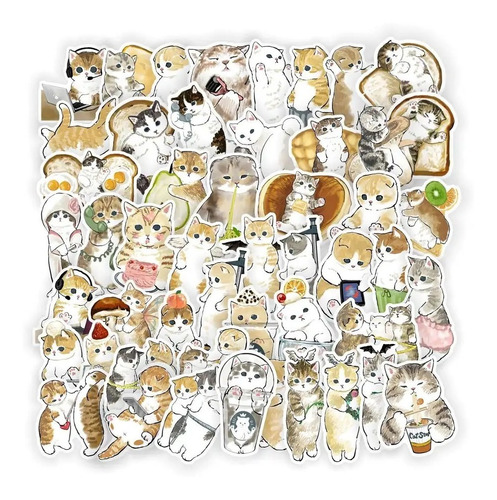 Gatitos Boho Cute Arte Kawai 50 Calcomanias Stickers Vs Agua