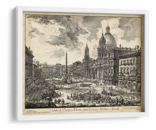 Cuadro Enmarcado Blanco Veduta Di Piazza Navona 60x45