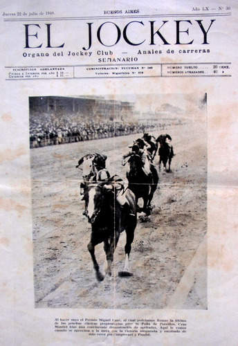 Revista El Jockey Semanario 1948 Buenos Aires Carreras