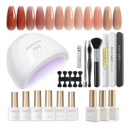 Gaoy Kit De Esmalte De Uas De Gel Con Luz U V, Juego De 6 Es