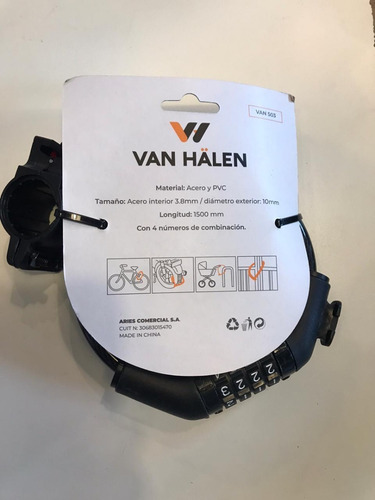 Imagen 4 de 4 de Linga Candado Bicicleta Van Halen Combinacion Van503