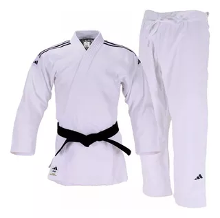 Kimono Judo Quest adidas J690 Branco Com Faixas Em Preto