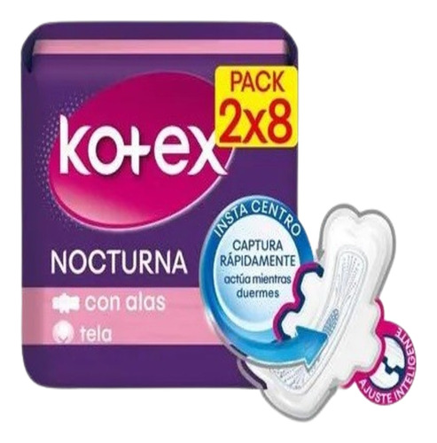 Toallas Kotex Nocturna 16 Uni - Unidad a $793