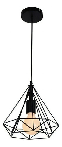 Luminária Pendente De Teto Tetra Preto 25cm 1 Luz E27 Llum Cor Preto