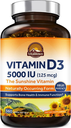 Vitamina D3 5000 Iu Vitalitown - Un - Unidad A $599