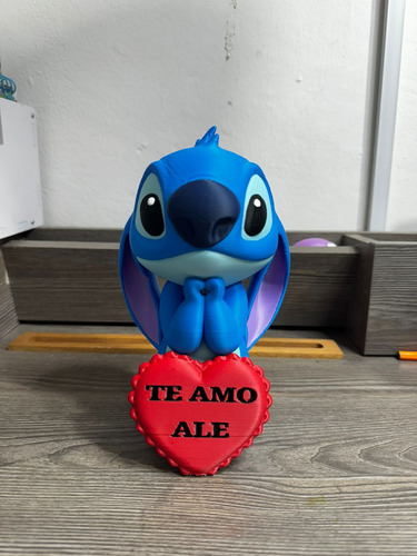 Stitch 3d Con Corazón Personalizado - 20cm