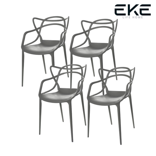 Silla de comedor Eke Life Home Nealtican, estructura color gris, 4 unidades