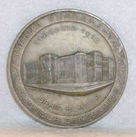 Medalla Bahia Blanca 1912 Piedra Fund Escuela Centenario B10