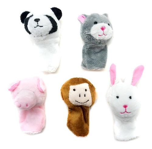 Imagen 3 de 10 de Titeres Dedo Set Animales Granja Mascotas Peluche Cuentos