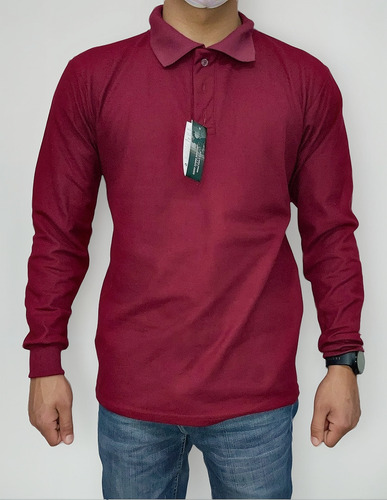 Playera Polo Army Store Manga Larga Ansel Vino
