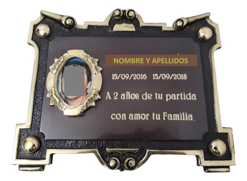 Placa De Bronce N° 34 La Botón Con Foto Cerámica Esmaltada.