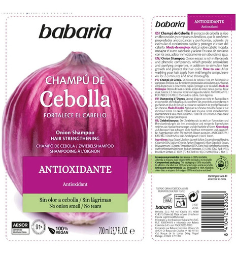 Mascarilla Babaria Cebolla Antioxidante X400ml | MercadoLibre