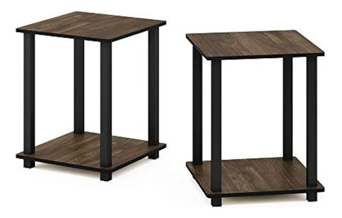 Mesa Auxiliar De Madera Color Marrón Y Negro/2 Unidades.