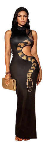 Vestido Largo Serpiente Cut Tajo Diseño Original Importado