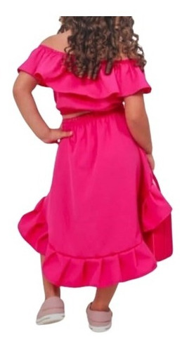 Imagem 3 de 3 de Conjunto Menina Cropped Blusa Saia Mullet Infantil Mini Diva