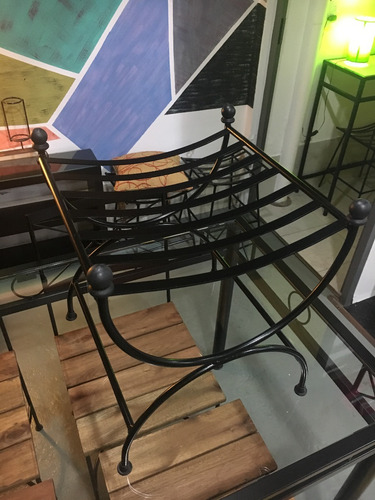 Imagen 5 de 9 de Banqueta De Hierro Romana Forjado 40cm En Negro Epoxi