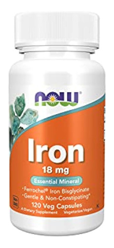 Now Supplements, Iron 18 Mg, Antiestreñimiento, Essential Mi