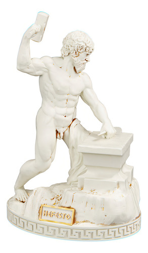 Estátua Hefesto Deus Vulcano Estatueta Resina Cor Cor Mármore Dourado