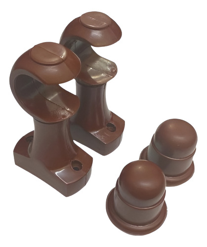 Kit Par Suporte P/ Varão De Cortina 19mm Mogno