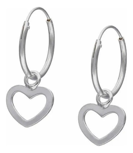B Par De Anillos En Forma De Corazón, Plata