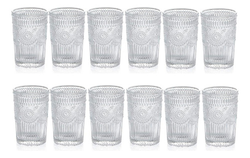 Set De 12 Vasos De Vidrio Labrado