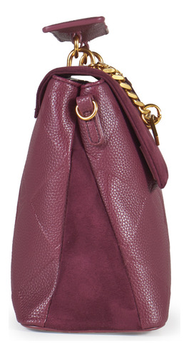 Bolsa Satchel Cloe Para Mujer Cadena Solapa En Suede Color Bordó