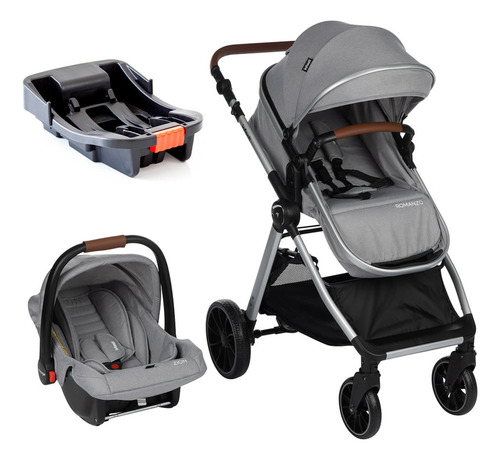 Carrinho De Bebê Romanzo Com Bebê Conforto E Base Infanti