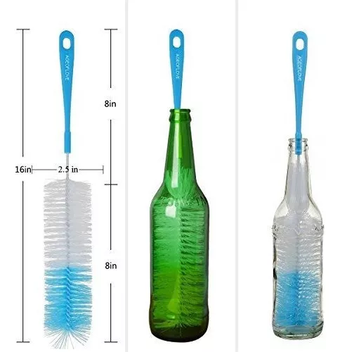 Cepillo limpiador de botellas de 16 pulgadas para botellas de agua, cepillo  de botella de mango largo para limpiar botellas deportivas de cuello