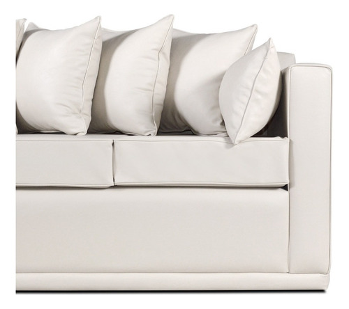 Sillón 3 Cuerpos Con Almohadones Lucas Tapizado En Ecocuero Color Blanco Diseño De La Tela Eco Cuero