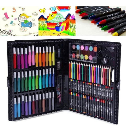 Imagen 4 de 10 de Valija Set Arte Escolar Maletin Didáctico 150 Piezas