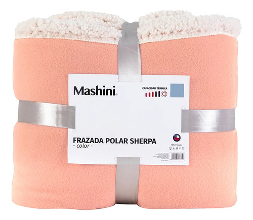 Frazada Polar Sherpa 2 Plazas Hipertermica Mashini Color Palo Rosa Diseño De La Tela Liso