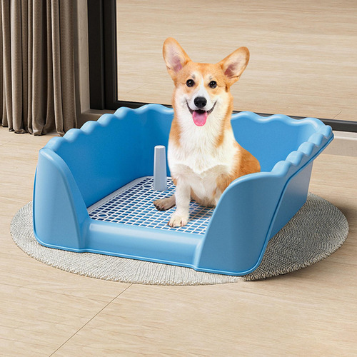 Caja De Arena Para Inodoro Para Perros, Valla Elevada Azul