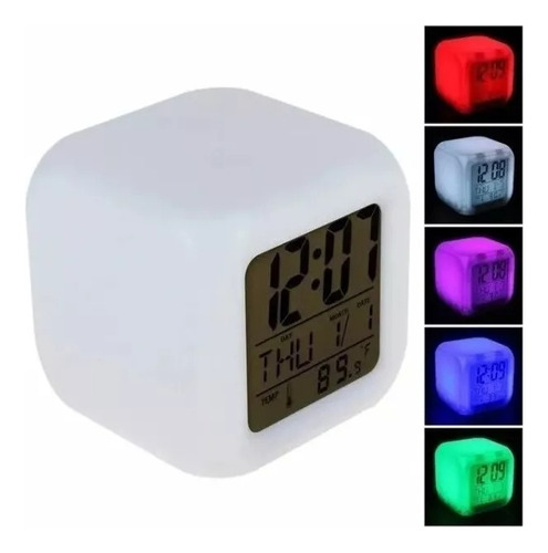 Reloj Digital Cubo Luces Led Alarma Despertador Temperatura