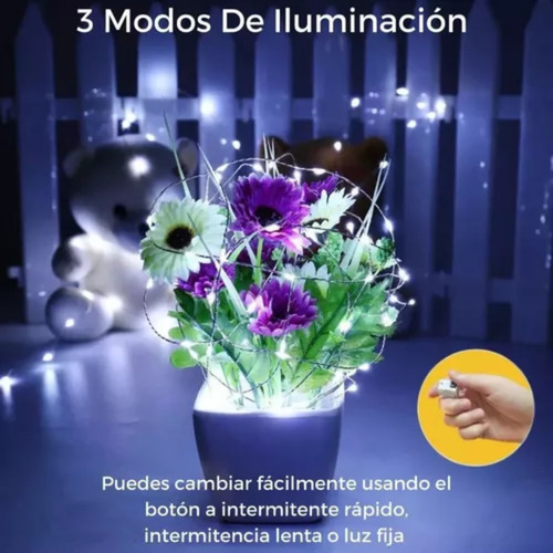 Alambre Led 1 Mts Luz Efectos Fija Con Pila Pack X15 Deco Cálida