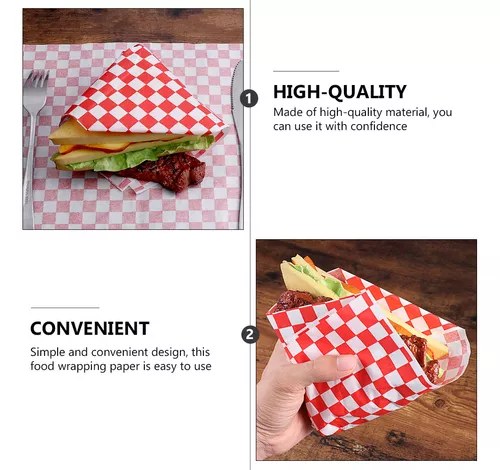 ZIIVARD 150 hojas de papel para envolver alimentos de grado alimenticio,  papel de hamburguesa de sándwich de taco, desechable, 3 patrones, forros de