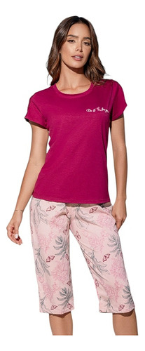 Pijama Mujer Juvenil Flowers Conjunto Capri Multiusos 